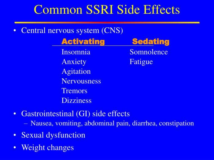 Ssri effects adverse table antidepressant